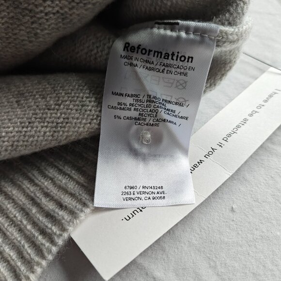 REFORMATION Clara Cashmere Cardigan in Light Grey, size S - Picture 6 of 8